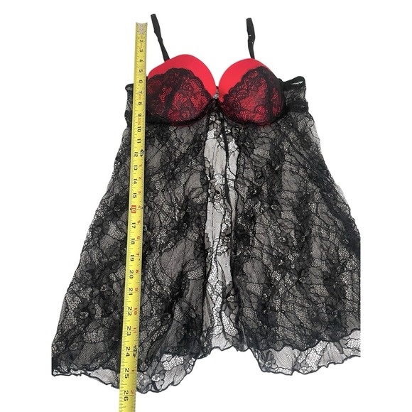 Vintage Y2k Rampage Intimates Lingerie Red Black Babydoll Slip Sz M Sexy Gothic - Picture 10 of 10